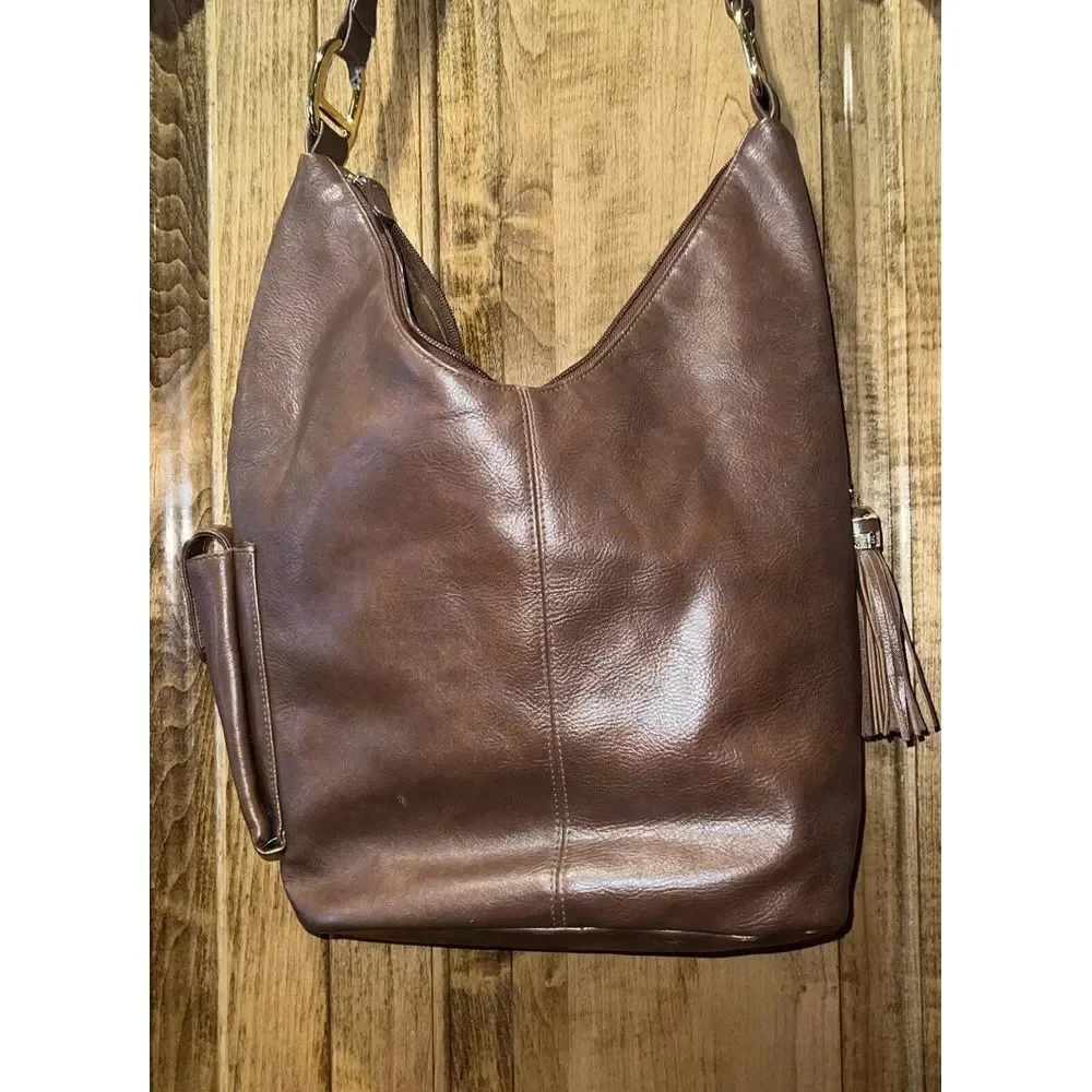 Strada Brown Shoulder‎ Bag Purse Handbag Faux Leather Pre-owned